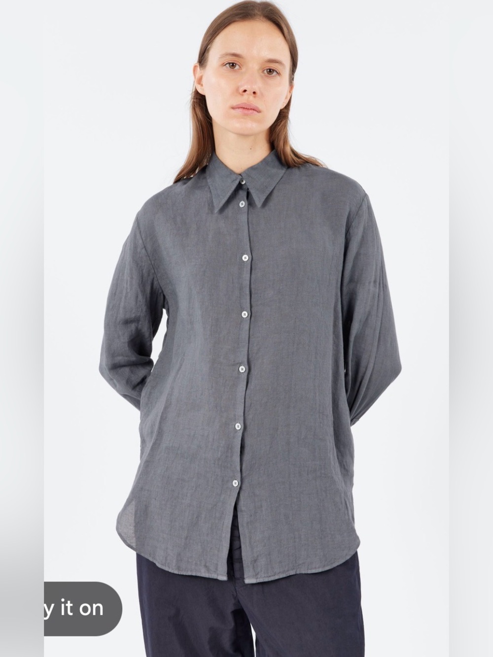Massimo Alba 100% semi-sheer Linen Button Front Shirt Gray Made in Italy Size M